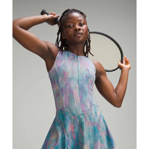 LULULEMON Everlux Short-Lined Tennis Tank Dress 6" Size 4 Pixel Diffuse Multi - Picture 2 of 11